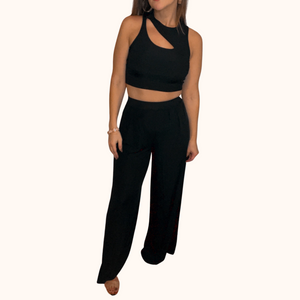 Set The Vibe Pant Set - Black