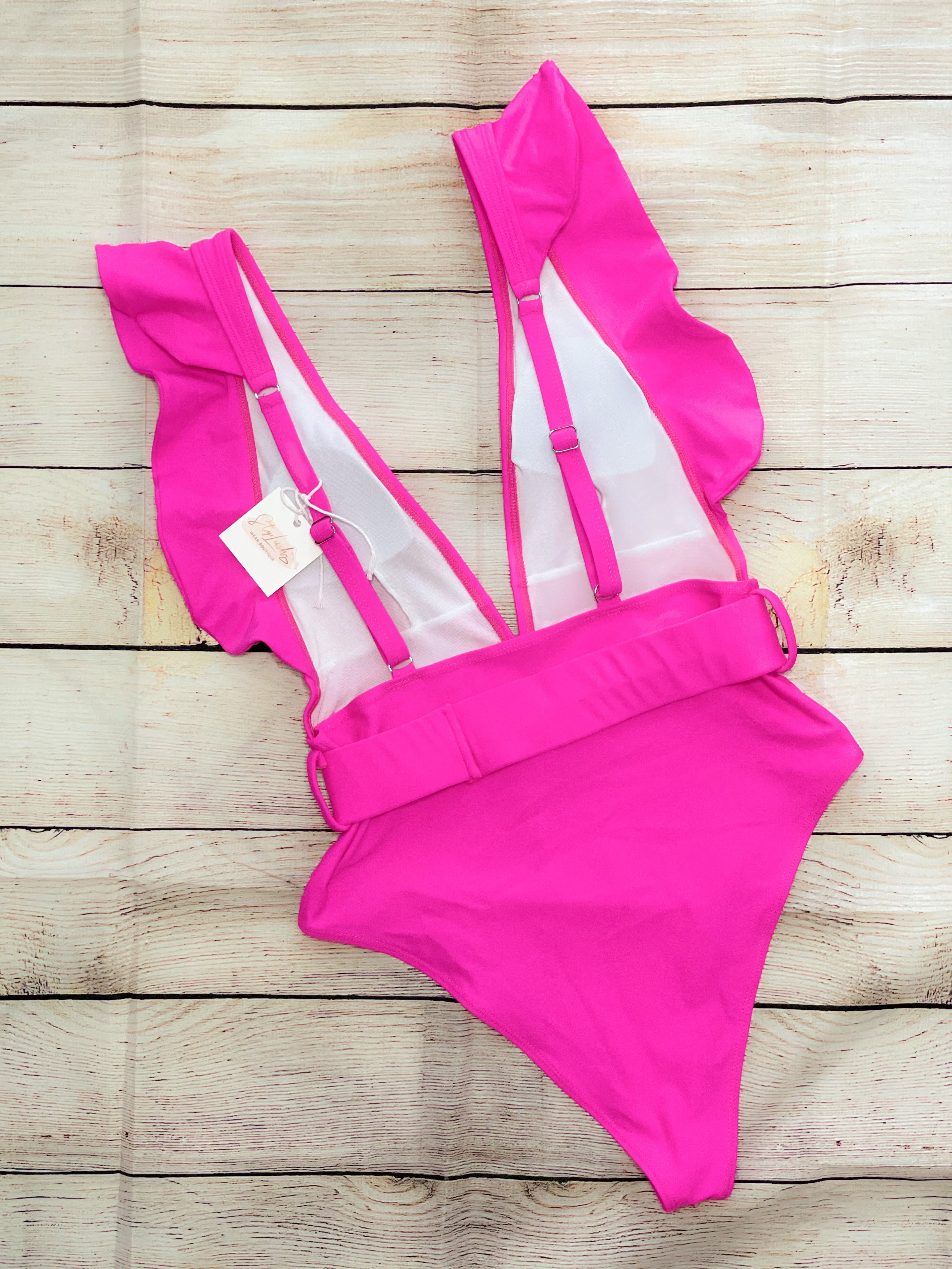 Flirty in Pink Swimsuit