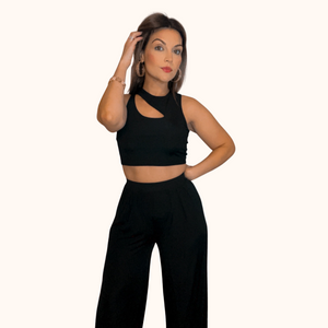 Set The Vibe Pant Set - Black