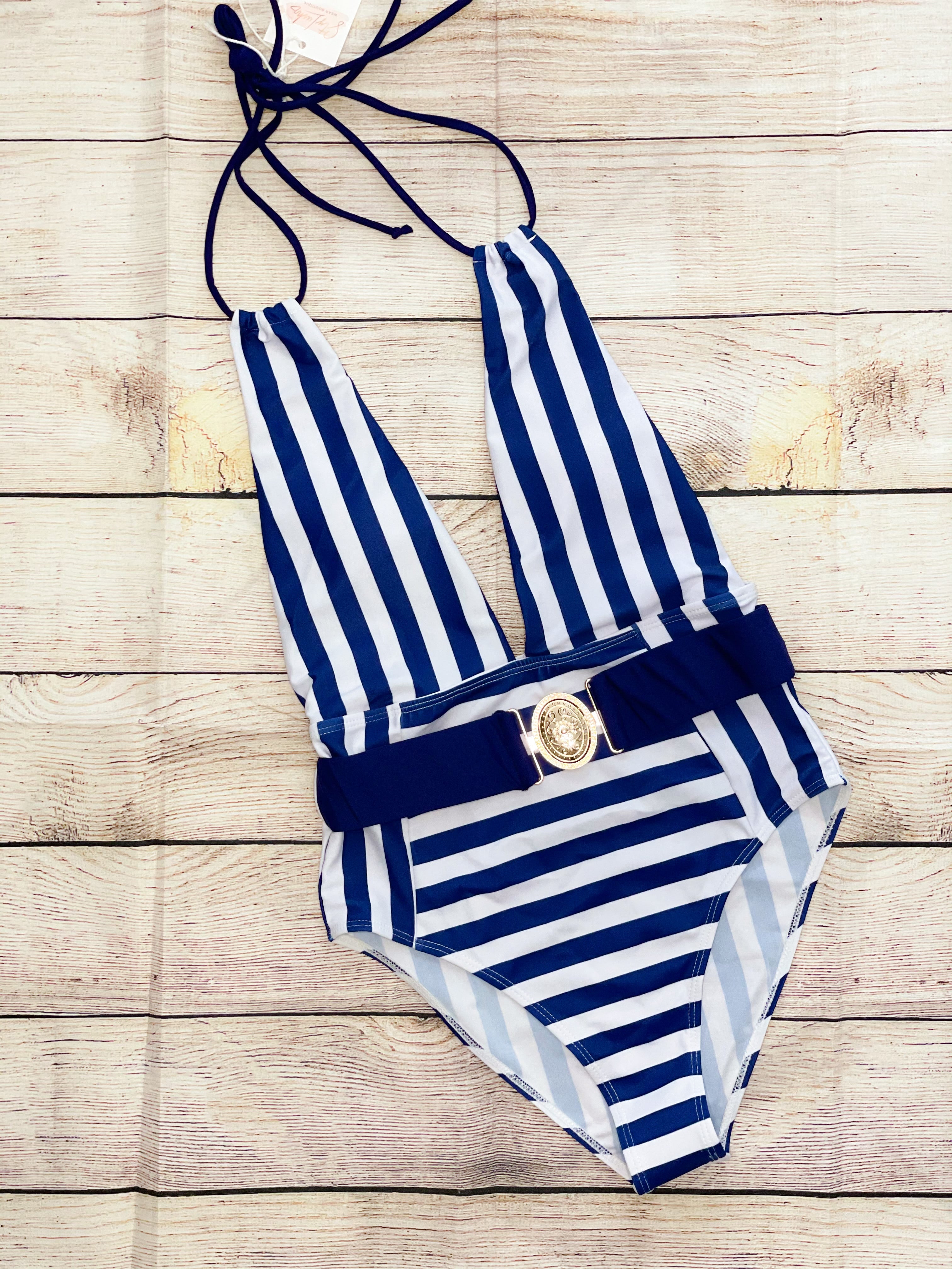 Stripe A Pose Blue Swimsuit